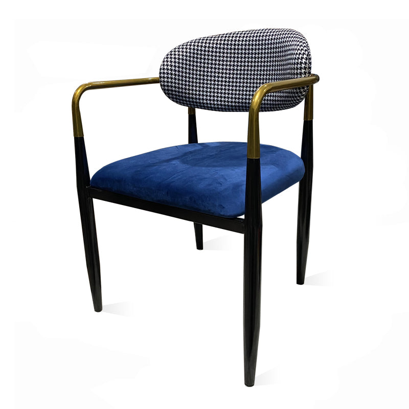 Contemporary Home Open Back Arm Chair Matte Finish Upholstered Dining Chair