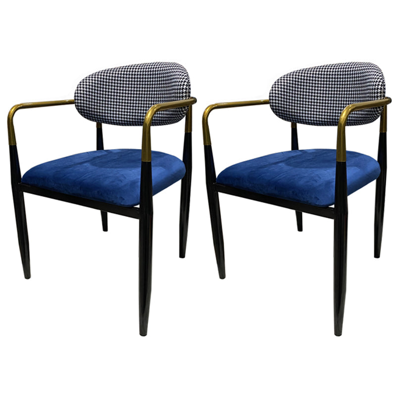 Contemporary Home Open Back Arm Chair Matte Finish Upholstered Dining Chair