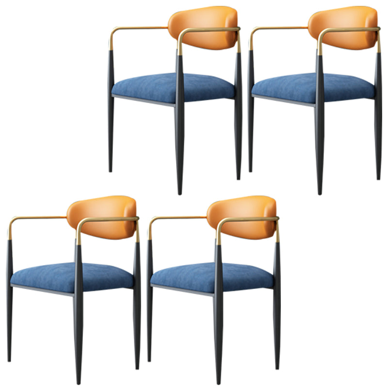 Contemporary Home Open Back Arm Chair Matte Finish Upholstered Dining Chair