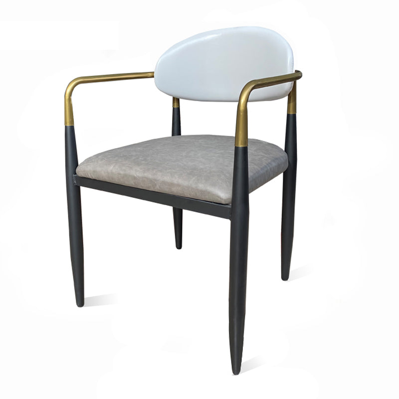 Contemporary Home Open Back Arm Chair Matte Finish Upholstered Dining Chair