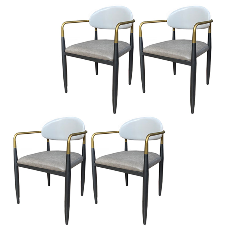 Contemporary Home Open Back Arm Chair Matte Finish Upholstered Dining Chair