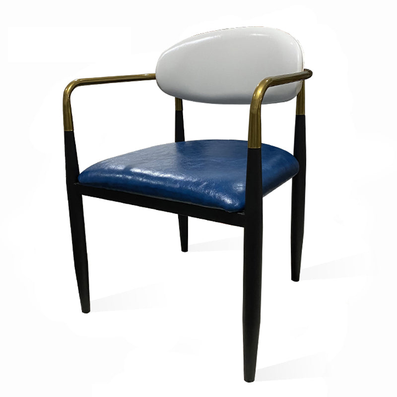 Contemporary Home Open Back Arm Chair Matte Finish Upholstered Dining Chair
