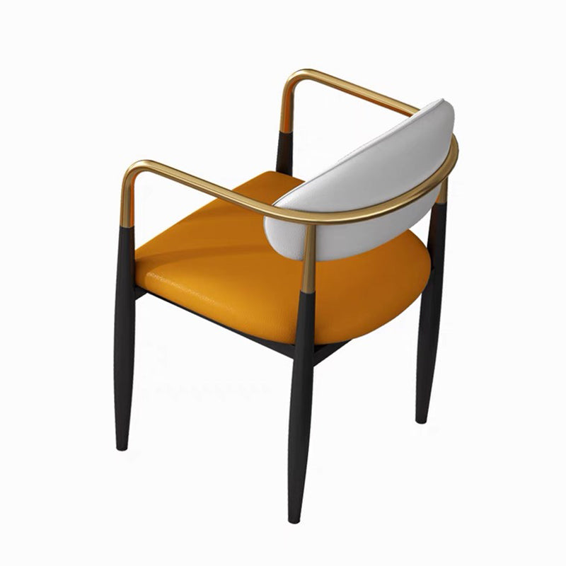 Contemporary Home Open Back Arm Chair Matte Finish Upholstered Dining Chair