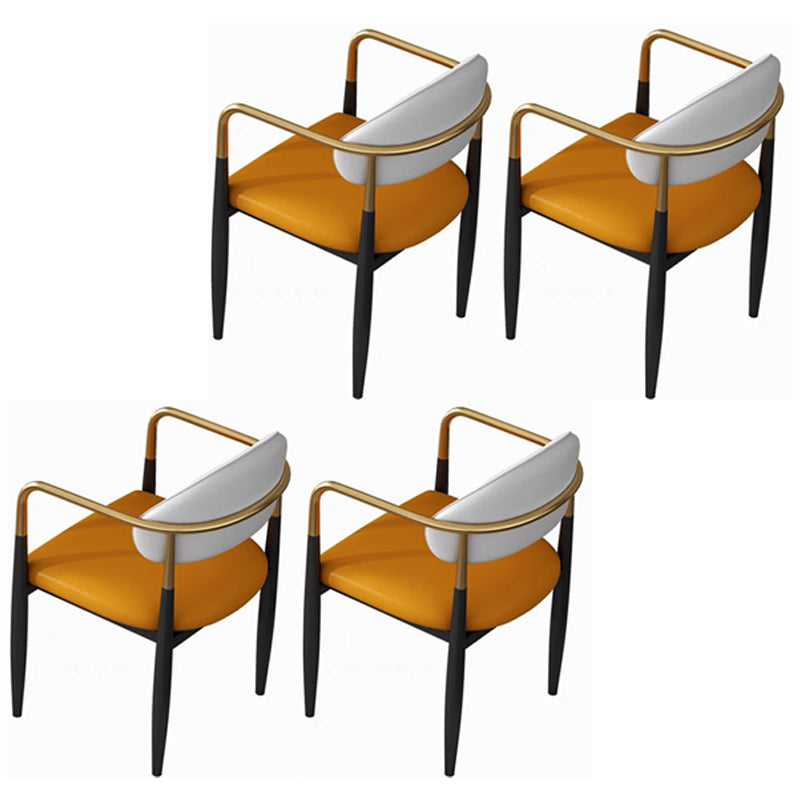 Contemporary Home Open Back Arm Chair Matte Finish Upholstered Dining Chair