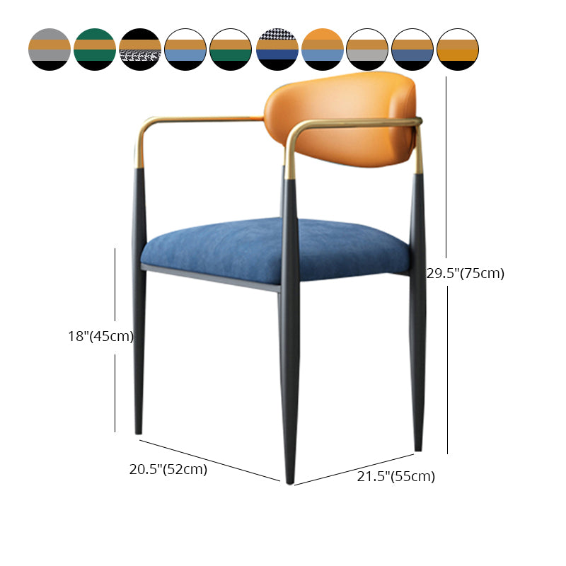 Contemporary Home Open Back Arm Chair Matte Finish Upholstered Dining Chair