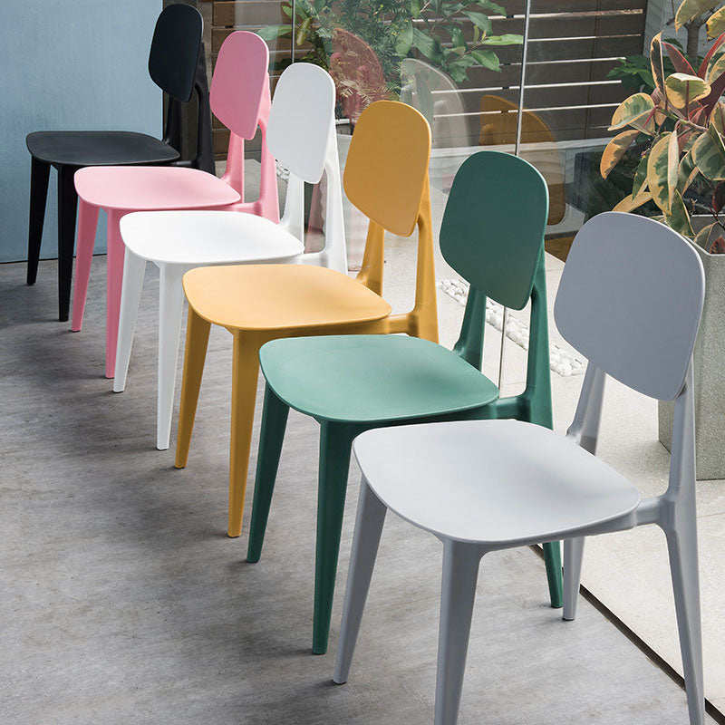 Silla sin brazos de comedor de plástico de estilo contemporáneo, respaldo abierto, sillas laterales para uso doméstico