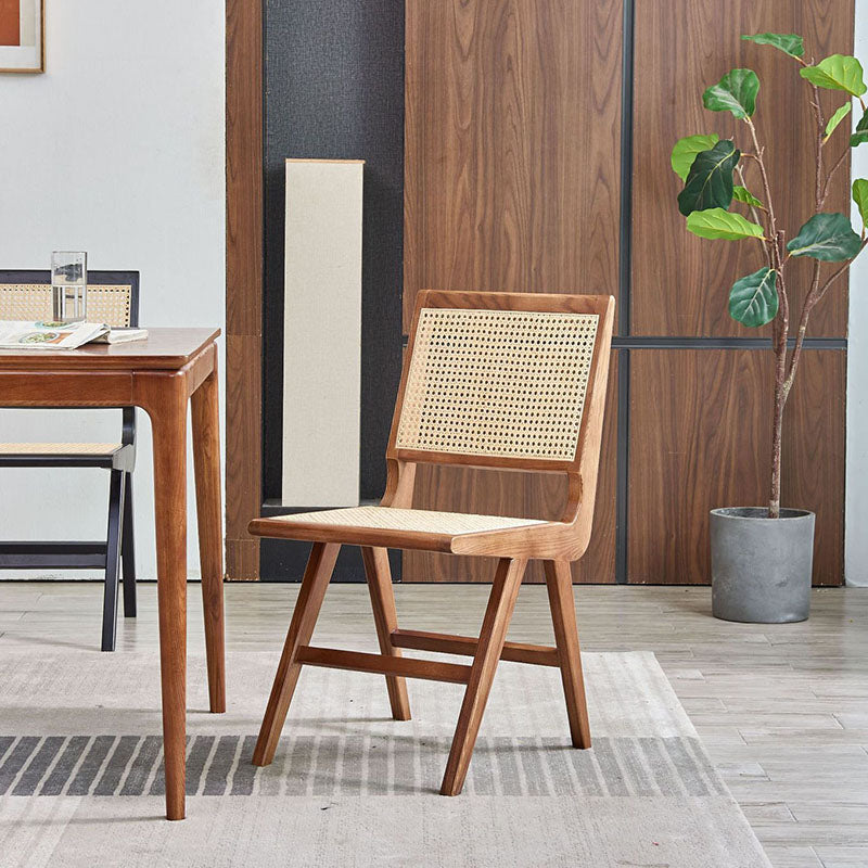 Sillas laterales de mimbre de diseño minimalista con respaldo abierto que cena la silla lateral