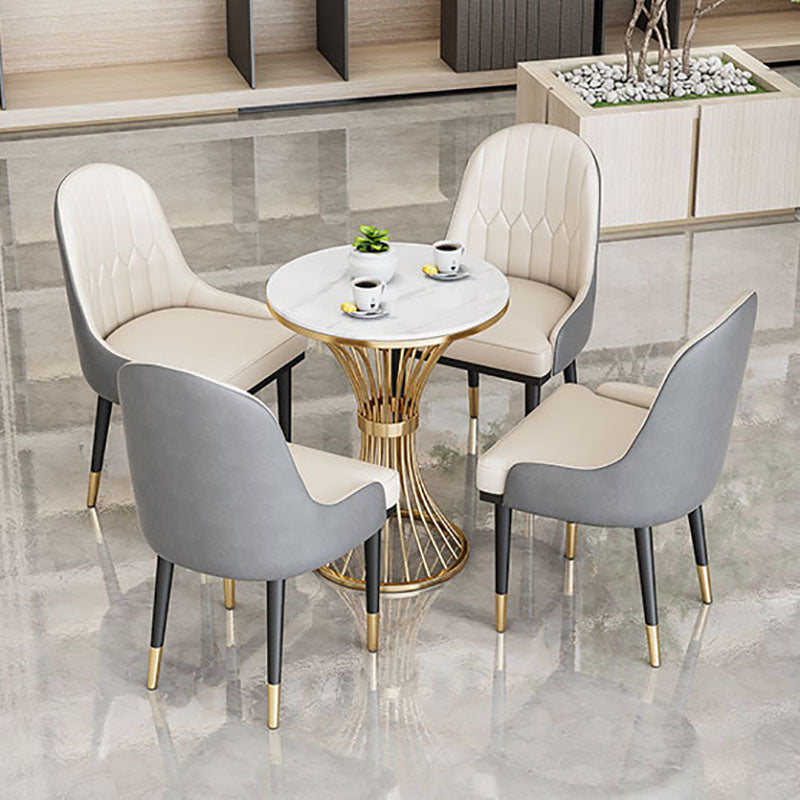 Silla de comedor de metal Glam, sillas de comedor tapizadas sin brazos para uso en restaurantes