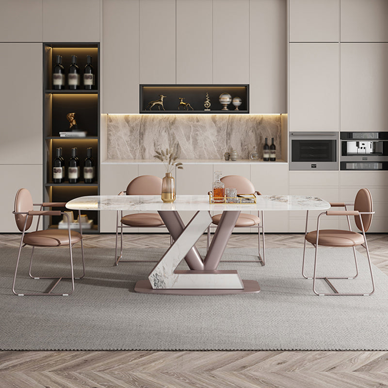 Luxury 1/4/5/7 Pieces Rectangle Dining Set Sintered Stone Dining Table Set for Kitchen