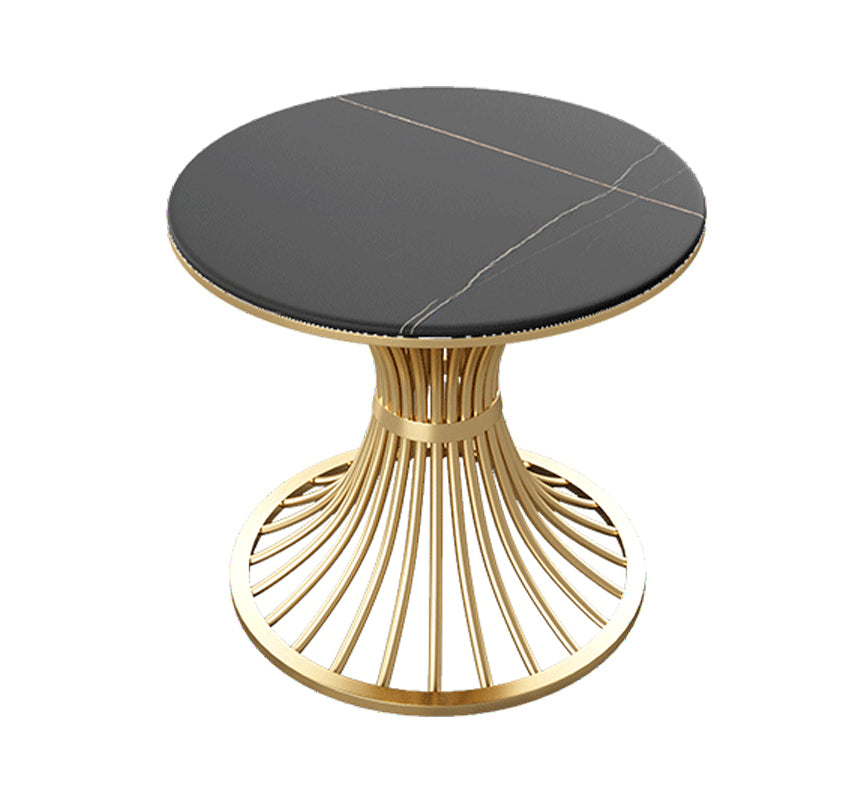 1/5 Pcs Metal Glam Style Dining Room Set with Round Table and Pedestal Base Dining Set