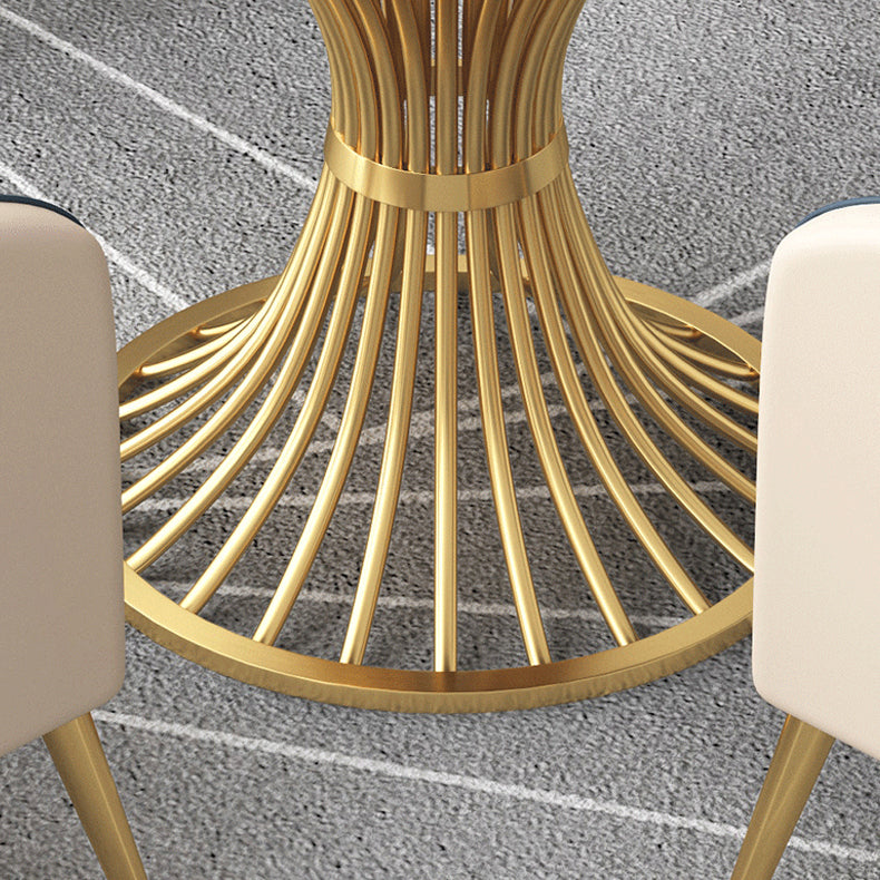 1/5 Pcs Metal Glam Style Dining Room Set with Round Table and Pedestal Base Dining Set