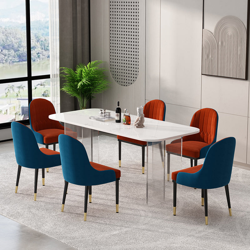 1/2/5/7 Pieces Modern Dining Set with Rectangle Table and Red Chairs Dinette Set