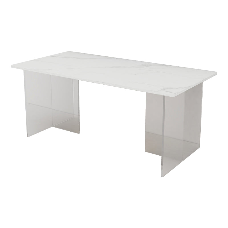 Ensemble de restauration moderne 1/4/5 Pieces avec table de pierre et chaises en cuir fritté