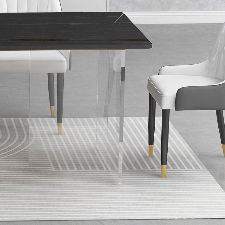 Ensemble de restauration moderne 1/4/5 Pieces avec table de pierre et chaises en cuir fritté