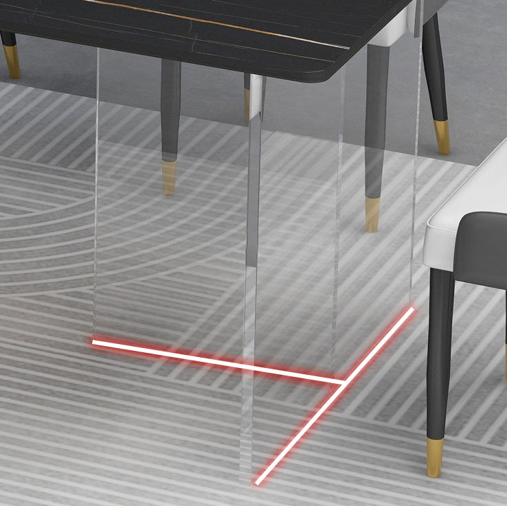 Ensemble de restauration moderne 1/4/5 Pieces avec table de pierre et chaises en cuir fritté