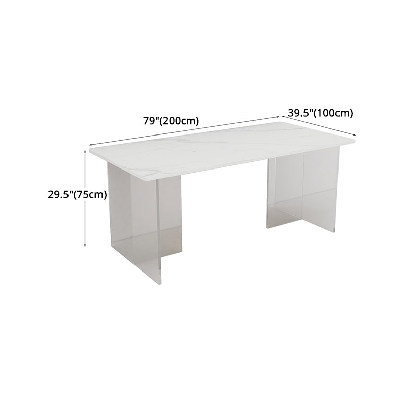 Ensemble de restauration moderne 1/4/5 Pieces avec table de pierre et chaises en cuir fritté
