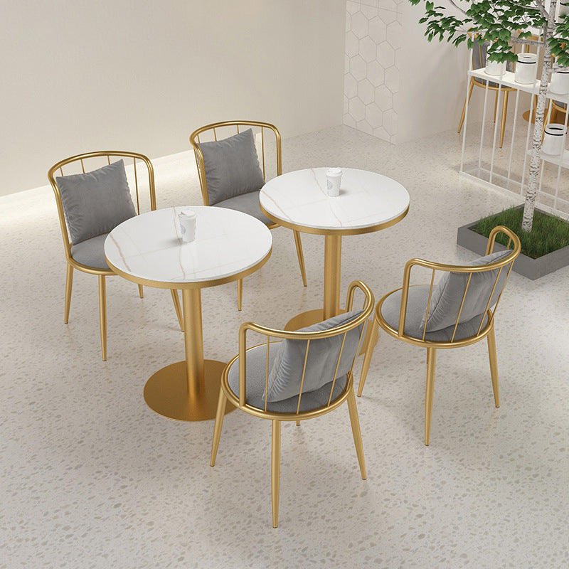 1/3 Pcs Metal Glam Dining Room Set with Round Table and Pedestal Base Dining Set