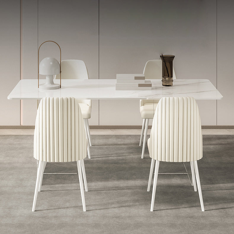 Modern 1/2/5/7 Pieces Rectangle Dining Set Sintered Stone Top Table with Leather Chairs