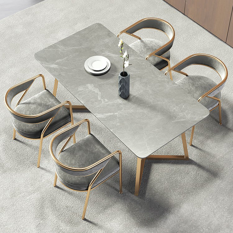 1/4/5/7 PCS Juego de comedor escandinavo de metal con juego de comedor de mesa rectángulo