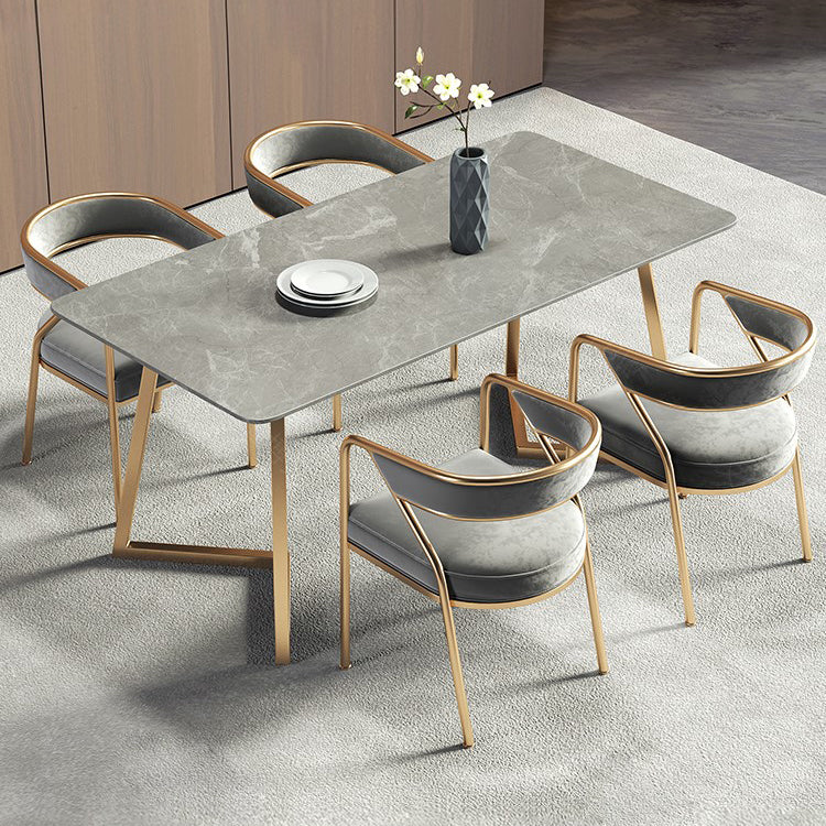 1/4/5/7 PCS Juego de comedor escandinavo de metal con juego de comedor de mesa rectángulo