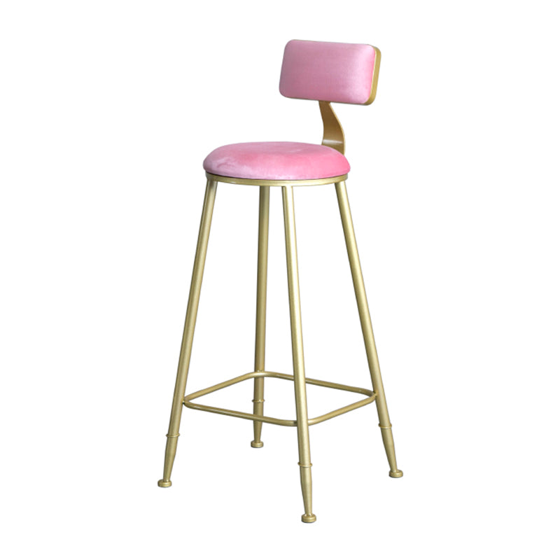 Glam Barhocker ohne Armlehnen, Barhocker aus Eisen, Milchteeladen, mit Samtkissen