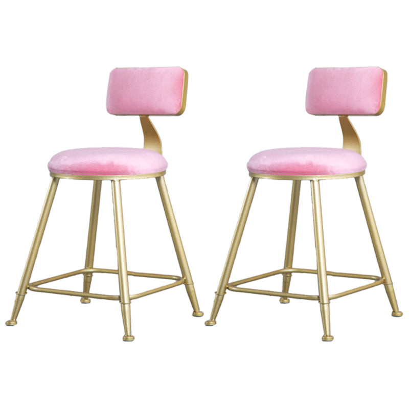 Glam Barhocker ohne Armlehnen, Barhocker aus Eisen, Milchteeladen, mit Samtkissen