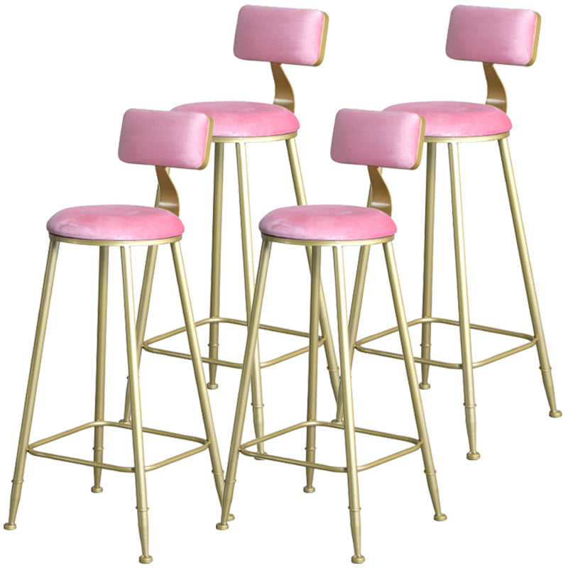 Glam Barhocker ohne Armlehnen, Barhocker aus Eisen, Milchteeladen, mit Samtkissen