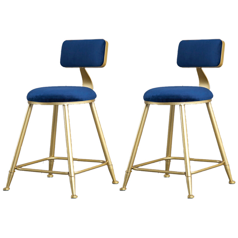 Glam Barhocker ohne Armlehnen, Barhocker aus Eisen, Milchteeladen, mit Samtkissen