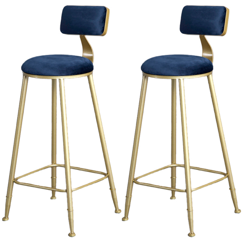 Glam Barhocker ohne Armlehnen, Barhocker aus Eisen, Milchteeladen, mit Samtkissen