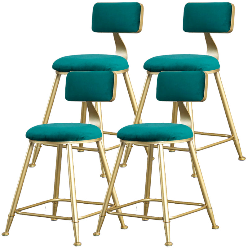 Glam Barhocker ohne Armlehnen, Barhocker aus Eisen, Milchteeladen, mit Samtkissen