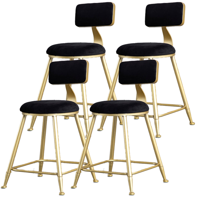 Glam Barhocker ohne Armlehnen, Barhocker aus Eisen, Milchteeladen, mit Samtkissen