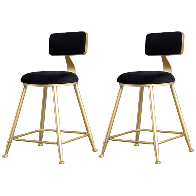 Glam Barhocker ohne Armlehnen, Barhocker aus Eisen, Milchteeladen, mit Samtkissen