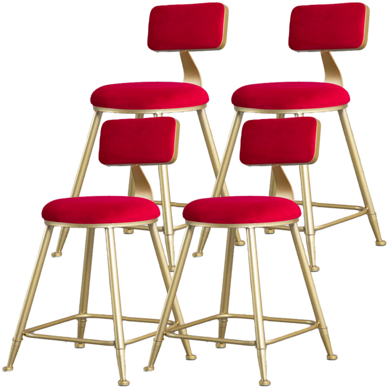 Glam Barhocker ohne Armlehnen, Barhocker aus Eisen, Milchteeladen, mit Samtkissen