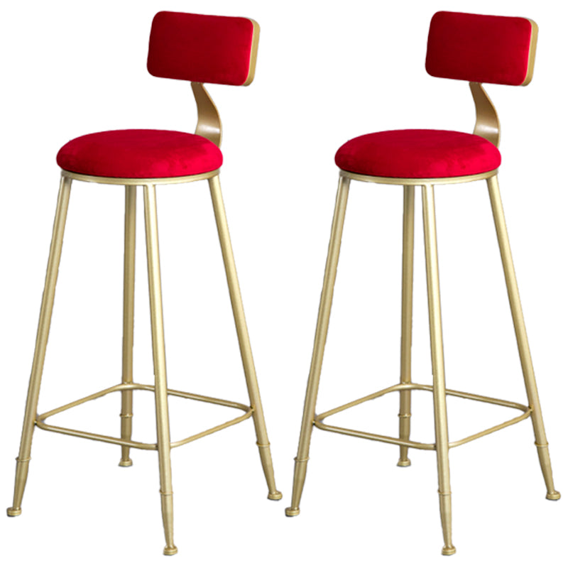 Glam Barhocker ohne Armlehnen, Barhocker aus Eisen, Milchteeladen, mit Samtkissen