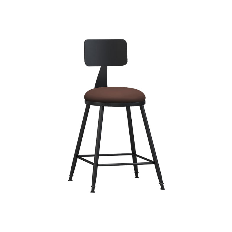 Taburete industrial sin brazos para mostrador, taburete de bar de hierro para cajero con cojín de cuero