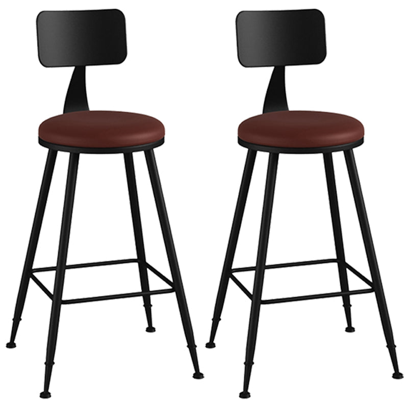 Taburete industrial sin brazos para mostrador, taburete de bar de hierro para cajero con cojín de cuero