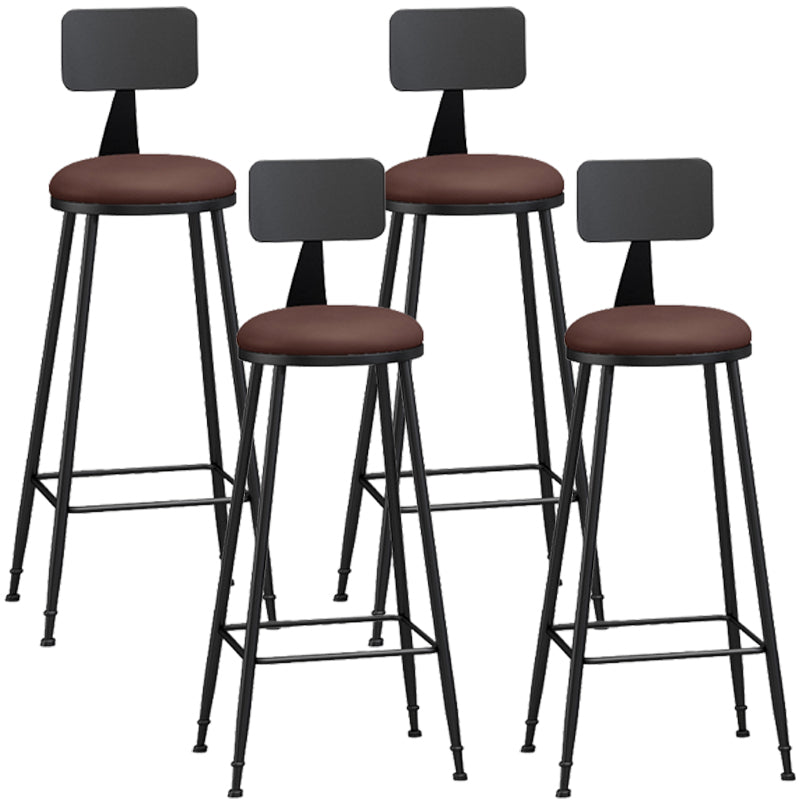 Taburete industrial sin brazos para mostrador, taburete de bar de hierro para cajero con cojín de cuero