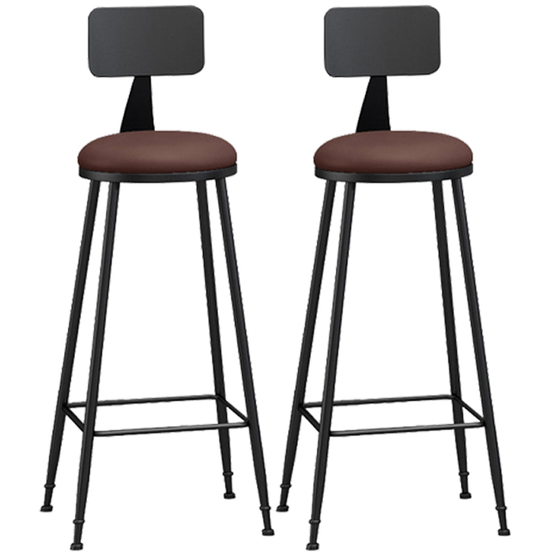 Taburete industrial sin brazos para mostrador, taburete de bar de hierro para cajero con cojín de cuero