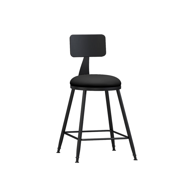 Taburete industrial sin brazos para mostrador, taburete de bar de hierro para cajero con cojín de cuero