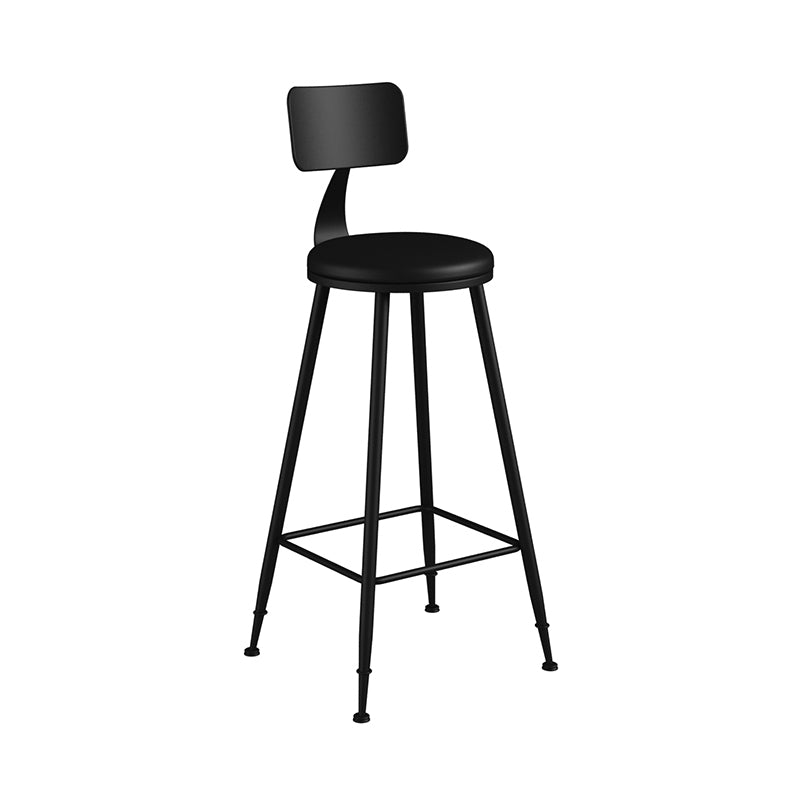 Taburete industrial sin brazos para mostrador, taburete de bar de hierro para cajero con cojín de cuero