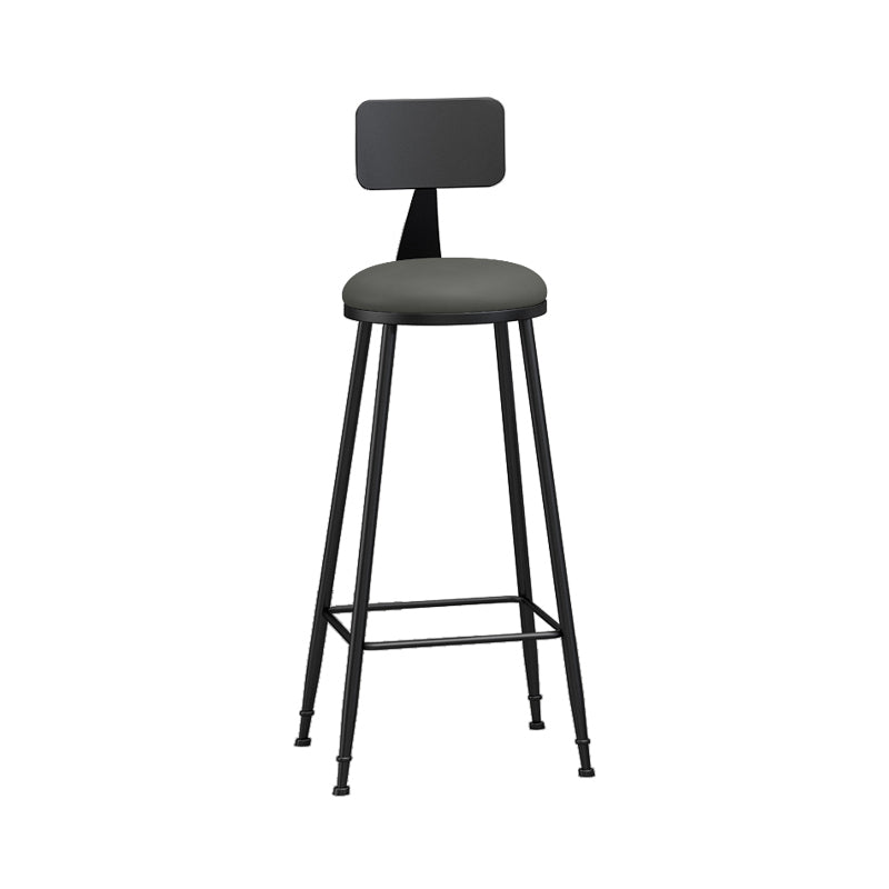 Taburete industrial sin brazos para mostrador, taburete de bar de hierro para cajero con cojín de cuero