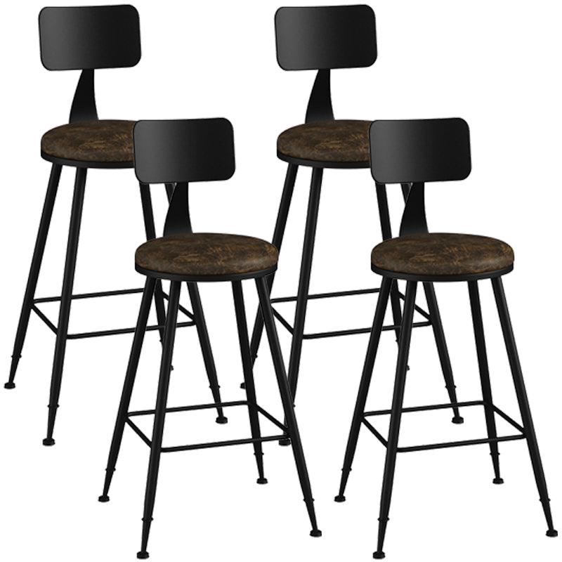 Taburete industrial sin brazos para mostrador, taburete de bar de hierro para cajero con cojín de cuero