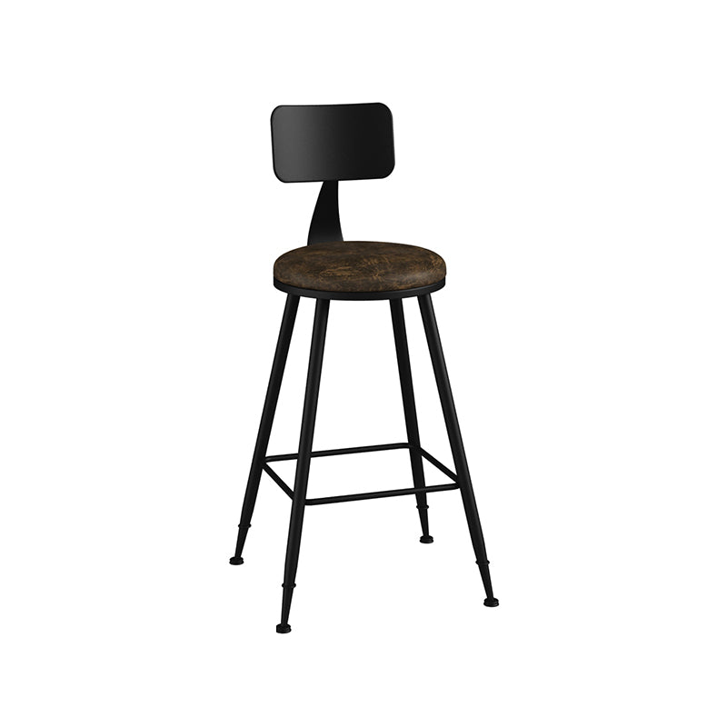 Taburete industrial sin brazos para mostrador, taburete de bar de hierro para cajero con cojín de cuero