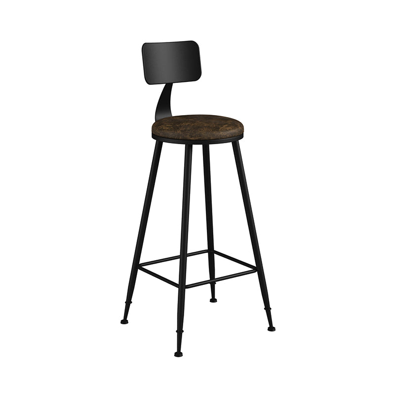 Taburete industrial sin brazos para mostrador, taburete de bar de hierro para cajero con cojín de cuero