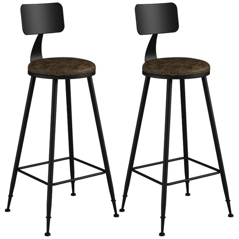 Taburete industrial sin brazos para mostrador, taburete de bar de hierro para cajero con cojín de cuero