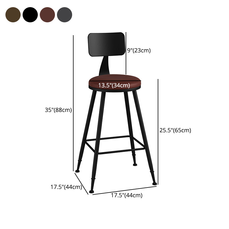 Taburete industrial sin brazos para mostrador, taburete de bar de hierro para cajero con cojín de cuero