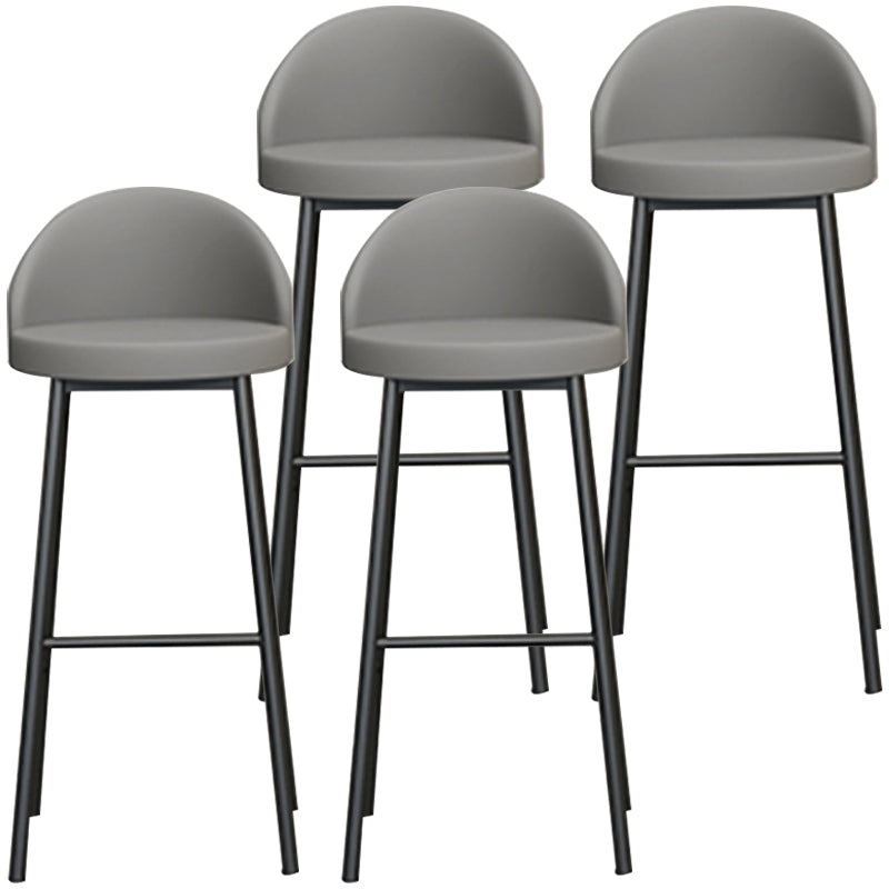 Modern Armless Backrest Counter Stool Iron Cafe Bar Stool with Leather Cushion and Pedal