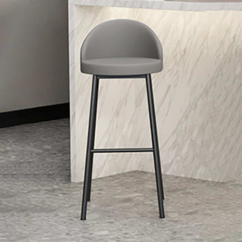 Modern Armless Backrest Counter Stool Iron Cafe Bar Stool with Leather Cushion and Pedal