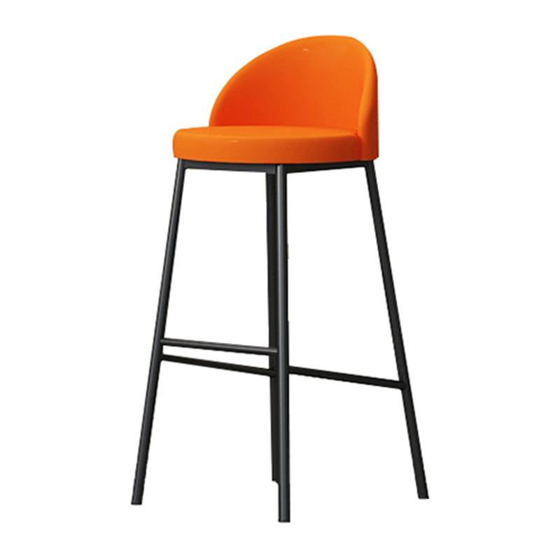 Modern Armless Backrest Counter Stool Iron Cafe Bar Stool with Leather Cushion and Pedal
