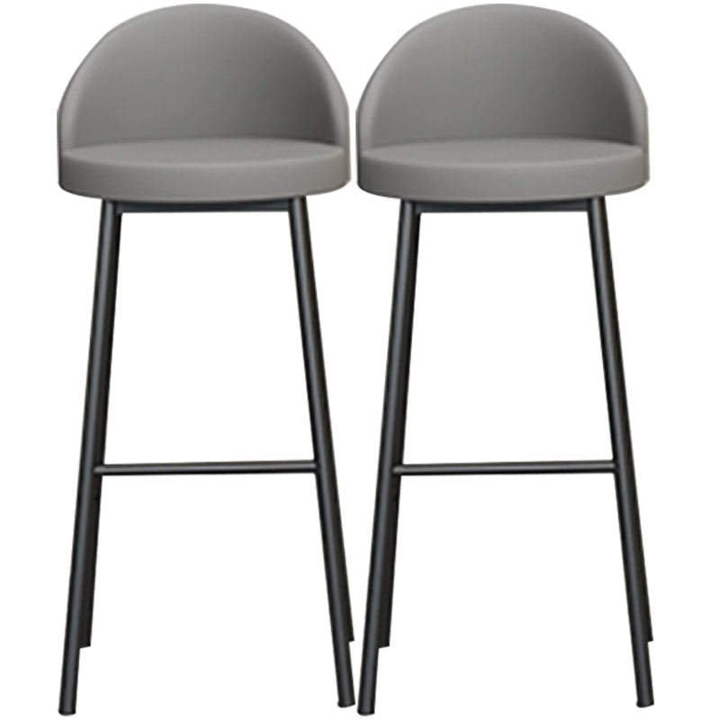 Modern Armless Backrest Counter Stool Iron Cafe Bar Stool with Leather Cushion and Pedal